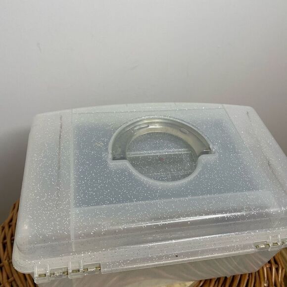 VINTAGE CABOODLES 80s 90s 5620 Clear MAKEUP STORAGE CASE White Sparkle Glitter - Picture 2 of 8